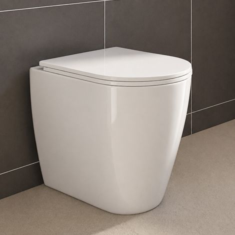 Wc filomuro bianco lucido in ceramica con scarico universale rimless Kyoto (1/5)