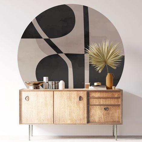 Sticker mural rond / cercle - Motif géométrique - Diamètre 40 cm - Adhésif + Protection BRILLANTE (1/3)