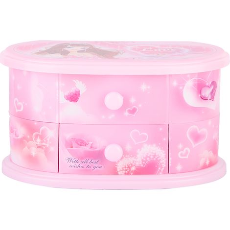 Boîte à musique ballerine en forme de cœur avec miroir pour filles (rose) (1/5)