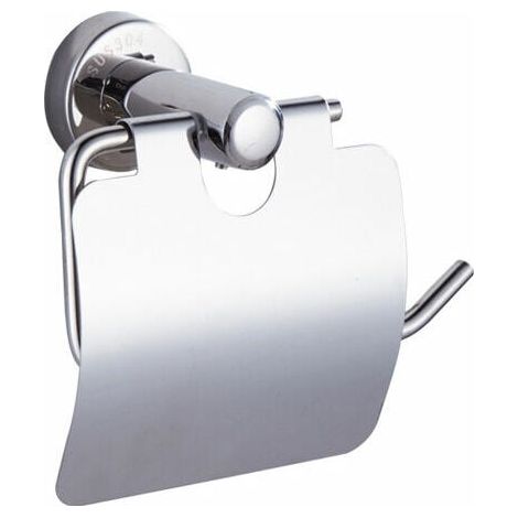 Porte-Papier Toilette - Couvercle Intégré - Métal Revêtu Brillant - Fixation Murale Vis ou Colle Incluse - Rose Argenté - 1 Unité