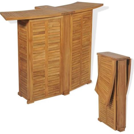 Table de bar pliante, mesurant 155 x 53 x 105 cm, en teck massif. (1/5)