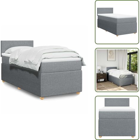 Colchón ensacado - vidaXL Cama box spring con colchón tela gris claro 80x200 cm - Cama con cabecero