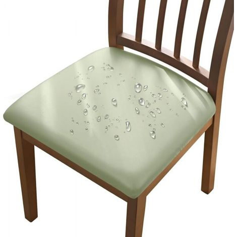 Lot de 4 housses de chaise vert clair, 36-48 cm, housses de chaise amovibles en similicuir imperméable avec boucles, adaptées aux chaises de salle à manger (1/5)