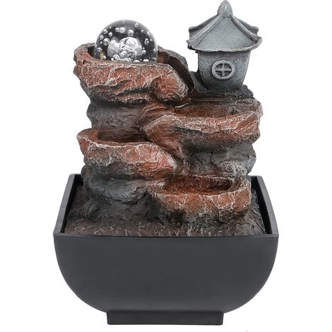 Boule de cristal lumineuse, fontaine décorative en résine, format 220 V (norme européenne). (1/5)
