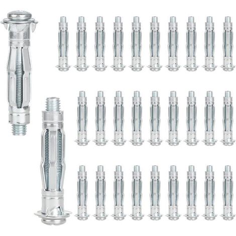 Chevilles pour plâtre M6 x 52 mm, lot de 30 - 30 pièces, zinc, 52 mm - cheville à vis pour cloison creuse pour fixation par dilatation du plâtre - construction (1/5)