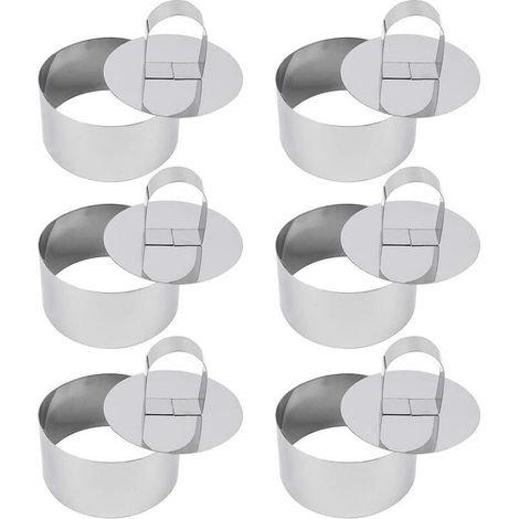 6 Pièces Emporte Pièces Rond Anneaux, 4  8cm Cercle à Patisserie avec Poussoirs Moule à Cake en Acier Inoxydable pour Mousse Dessert