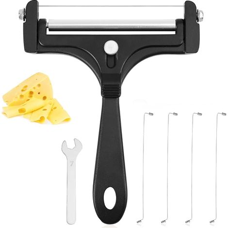 Cheese Slicer Kit, Adjustable Thickness Portable Iron Cheese Slicer with 4 Extra Wires and Food Cutter Key for Butter Mozzarella Cheddar (1/5)