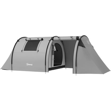 Tente 3 personnes avec fenêtres, crochet, sac de transport, imperméable (3000 mm), 470 x 220 x 150 cm, verte (1/5)