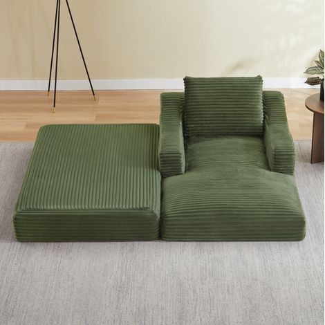 Sessel mit ausziehbarer Liegefläche Cord Grün OKMYHOME (1/5)