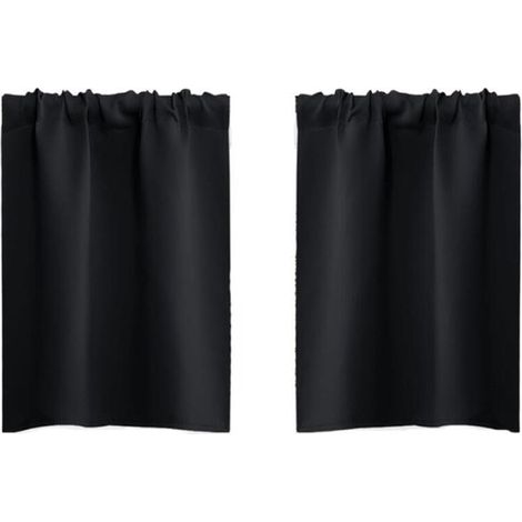 Lot de 2 rideaux occultants en polyester, 132 x 46 cm, Zwart , pour petite fenêtre, chambre, cuisine, placard, cave, camping-car (1/5)
