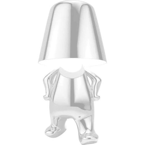 Goldene Touch-Nachttischlampe, kabellose, wiederaufladbare und tragbare Schreibtischlampe von Thinker mit USB-Ladefunktion – Silber (1/5)