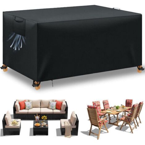 Garden Table Cover, Outdoor Patio Furniture Cover, Waterproof Anti-UV Patio Furniture Covers, 210D Fabric Patio Furniture Protective Cover, Black, 242x162x100 cm (1/5)