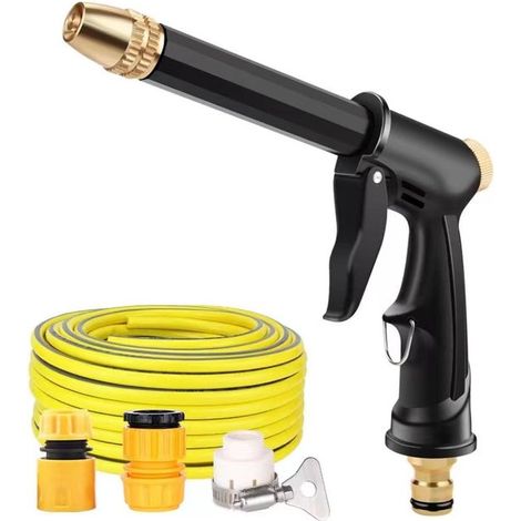 Pistola de alta presión，Manguera de agua de 5 m，Limpiador de alta presión，Boquilla para manguera，Conector para manguera de jardín (1/5)