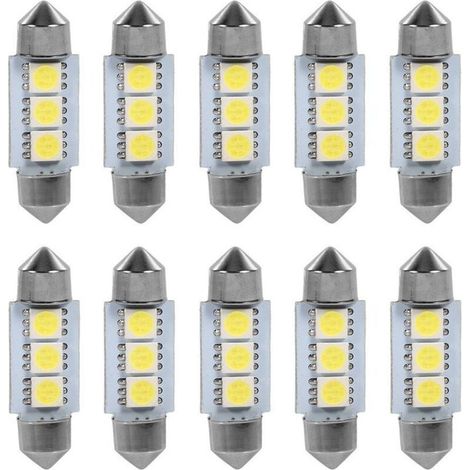 10 PCS 36 MM 12 V 3 SMD 5050 LED Festoon Dme Voiture Ampoules Intérieur Lampe Blanc (1/5)