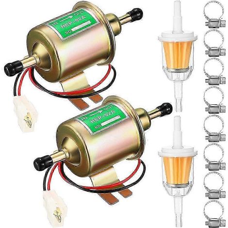 Set bestehend aus 2 elektrischen 12V-Niederdruck-Kraftstoffpumpen (3-6 psi) für Benzin und Diesel, mit 2 Kraftstofffiltern und 8 Schlauchschellen. (1/5)