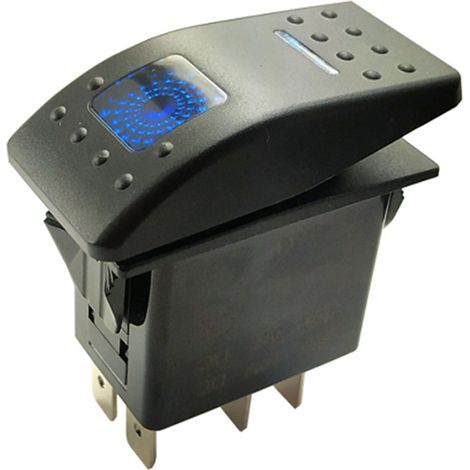 Convient pour la modification de voitures et la conversion de yachts, interrupteur à bascule étanche 12/24 pouces, 5 broches, 2 positions, bleu, pour camping-cars et yachts, 20 A. (1/4)