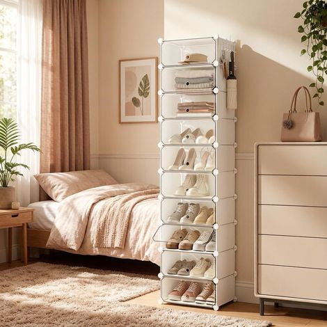 Casier à chaussures modulaire, étagère à livres, organiseur de jouets, armoire, cabine de douche (avec porte-chaussures uniquement) (1/5)