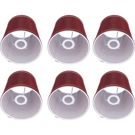 Lot de 6 abat-jour en tissu, style moderne et épuré, fabrication artisanale de Phnom Penh, pour ampoule E14, couleur rouge vin (PX43) (1/5)