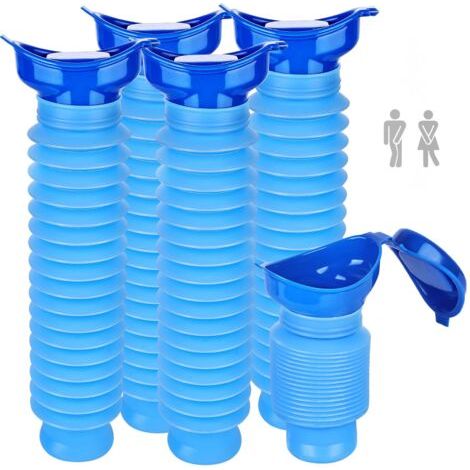 Lot de 5 urinoirs rétractables, 750 ml, urinoir d'urgence, réutilisables, pot urinoir portable, toilettes mobiles d'urgence, toilettes mobiles pour enfants, adultes, embouteillage, camping (1/5)
