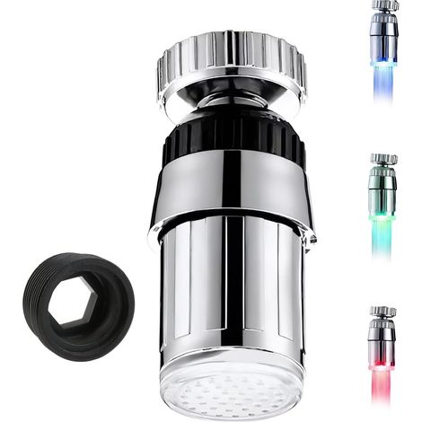Dreifarbige LED-beleuchtete Armatur, 360-Grad-Dreifarben-Temperatursensor-Armatur, Zubehör für Esszimmer, Badezimmer und Küchen.