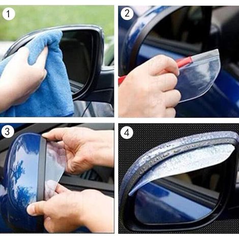 2 Pièce Pare-soleil anti-pluie à sourcils, rétroviseur pare-pluie, étroviseur latéral pluie sourcil pour voitures, pare-fumée universel en fibre de carbone (1/3)