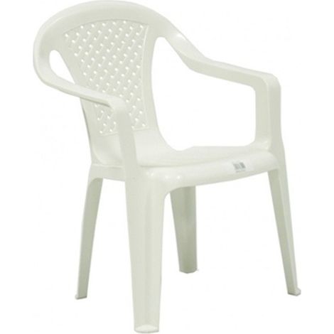Chaise enfant en plastique avec accoudoirs – blanche – dimensions 38x38x52 cm – mobilier de jardin pour enfant