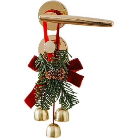 Pendentif élégant en velours avec nœud papillon et clochettes en forme de pomme de pin - Charmant petit ornement pour sapin de Noël et décoration de maison pour les fêtes. (1/5)