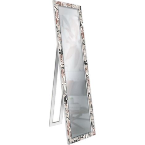 Lupia - Specchio da Terra Moderno FLOOR MIRROR DECO 40x156 cm LEAVES MIX, Specchiera con Cornice Stampata in Legno Regolabile con cavalletto e Montabile a Parete (1/4)
