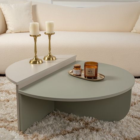 Rund Couchtisch Aschgrünes Melamin 90 cm Orin