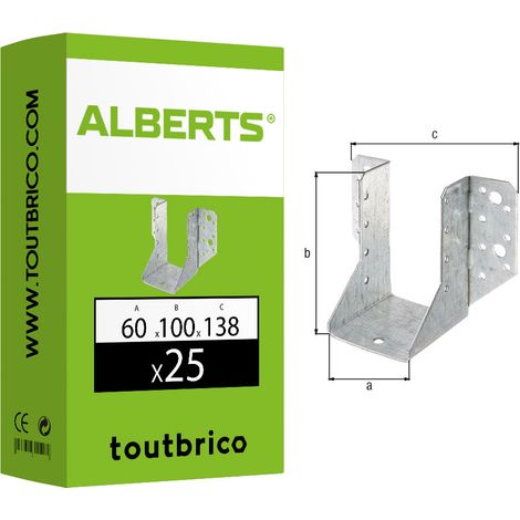 Support de poteau forme U galvanisé, GAH ALBERTS, 60 x 100 x 138 mm (1/4)