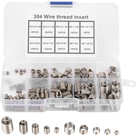 150 inserts filetés hélicoïdaux en acier inoxydable SS304 M3-M8 (1/5)
