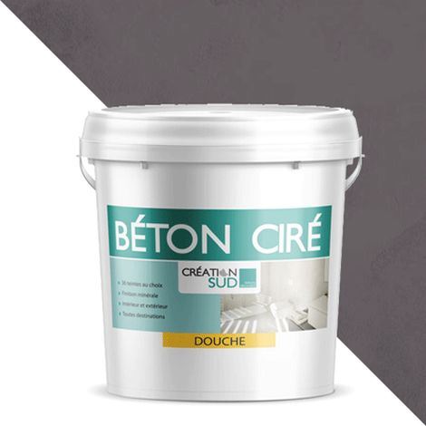 Béton ciré douche et baignoire - Kit complet 5m² (en 2 couches) - Brun noir - CREATION SUD (1/4)