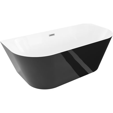 Mexen Oval Slim freistehende Wandbadewanne 170 x 80 cm, weiß/schwarz, Überlauf Gun Metal - 52661708075-95 (1/5)