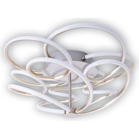 Plafonnier LED Design pour Salon et Bureau Métal Nickel Satiné et Plastique Ø 57 cm - PANGIVO (1/5)