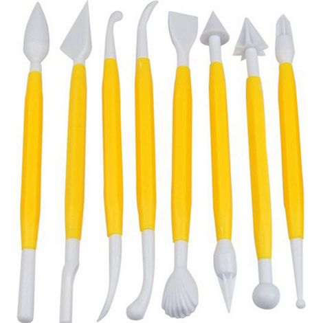 Küchenbackwerkzeug-Sets, Tortendekorations-Werkzeugsets, Tortendekorations-Werkzeugsets aus Kunststoff, Tortengravur-Ausstecherstifte, Tortenmodellierwerkzeuge, 1 Set (Gelb)