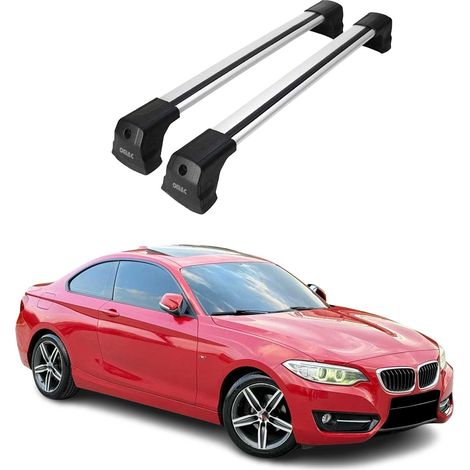 OMAC Dachträger Querträger kompatibel mit BMW 2er F22 Coupe 2012-2021 – 2 Stangen – Abschließbar – Aluminium Silber (1/5)