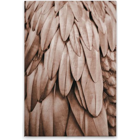 Leinwandbild Federn Rosa M1-No.50768 - Kunstdruck auf Leinwand in Rosa Beige - Wandbild 40 x 60 cm