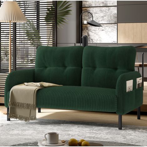 Sofá 2 plazas con bolsillo lateral de pana 120 cm OKMYHOME (1/5)
