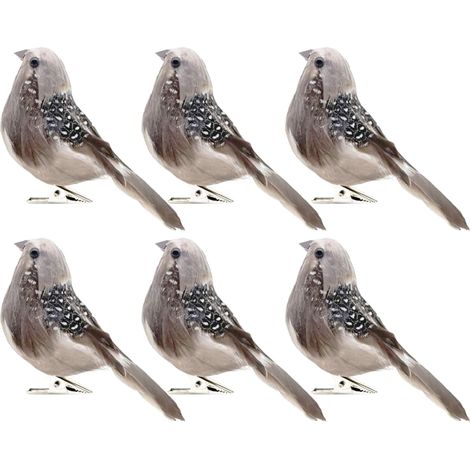 Oiseaux artificiels Moineau Ornements avec Pince Jardin Arbre de Noël Plein air décoration de Mariage décor saisonnier (1/5)