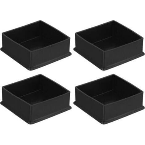 4Pcs Embouts de Pieds de Chaise Carrés en PVC, 80mm x 80mm OD, Noirs, Protections de Pieds de Meubles pour Table, Capuchons de Pieds de Chaise, Protège-Sols pour Table de Patio (1/4)