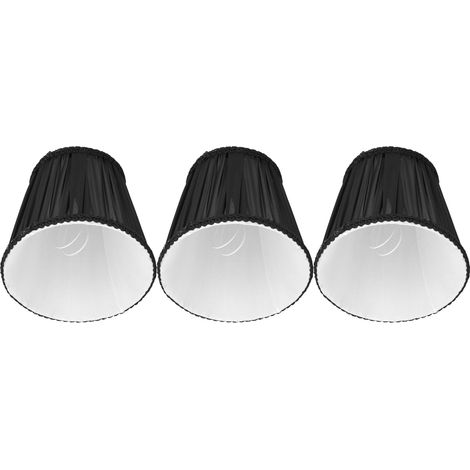 Lot de 3 abat-jour en tissu à clipser E14, style moderne, pour lampe de table, bougie ou lustre (noir) (1/5)