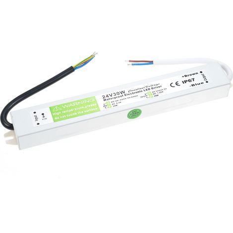 Alimentation LED 24V 30W Ortvai Étanche IP67 Transformateur CC Robuste Aluminium Compact pour Éclairage Extérieur Intérieur (1/4)