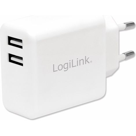 LogiLink 2xUSB-A 12W USB-Ladegerät, Reiseversion, für 2 Geräte, Schnellladefunktion (1/2)
