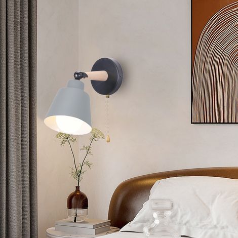 Applique Murale Industrielle Vintage Lampe Murale Métal Bois Éclairage Murale Réglable E27 Ø12CM Gris - 1Pcs (1/5)