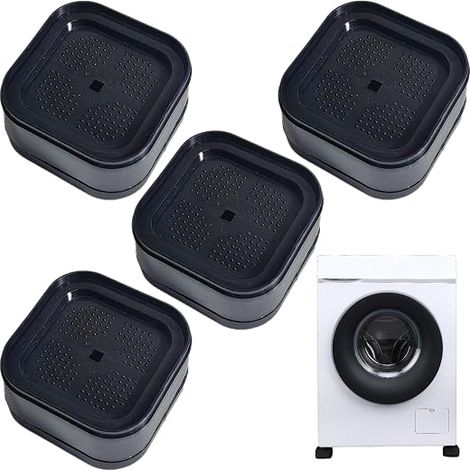 Washing Machine Feet Booster – Black 1 Set, Universal Non-Slip Rubber Mat Washing Machines, Suitable for Appliances and Furniture of which Are Lower 5 cm (1/5)