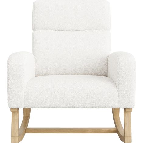 Mecedora, cómoda tela de peluche, diseño ergonómico, blanca - 69,2 x 78,5 x 87 cm (1/2)