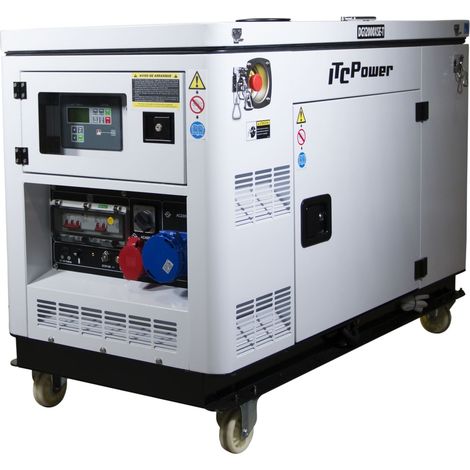 Itc Power – Groupe électrogène diesel 10kW refroidi par eau – Monophasé et triphasé – AVR pour tension stable – Autonomie 10h à 50% de charge (1/5)