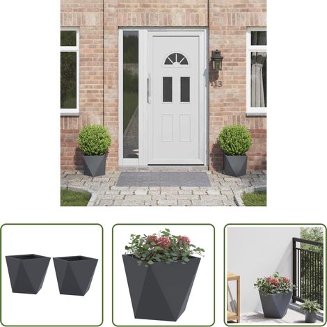 Terrassenpflanzer - Pflanzkübel 2 pcs Anthrazit 30 x 30 x 30 cm Stahl (1/5)