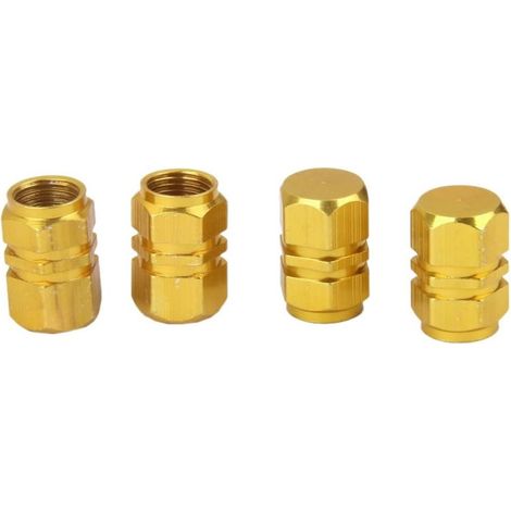 4er-Set Aluminium-Ventilkappen für Reifen, goldfarben