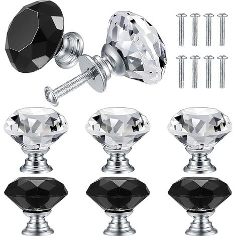 8 Stück Möbelknöpfe, Schrankknöpfe Kristall, Griffe Möbel Knauf, Türknauf, Garderobe Ziehgriffe Möbelgriff Knöpfe (30mm)